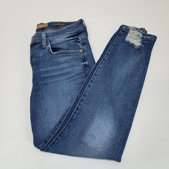 7 For All Mankind Roxanne Luxe Vintage Ankle Jeans Size 28 Raw Edge Cutoff Hems - Picture 7 of 10